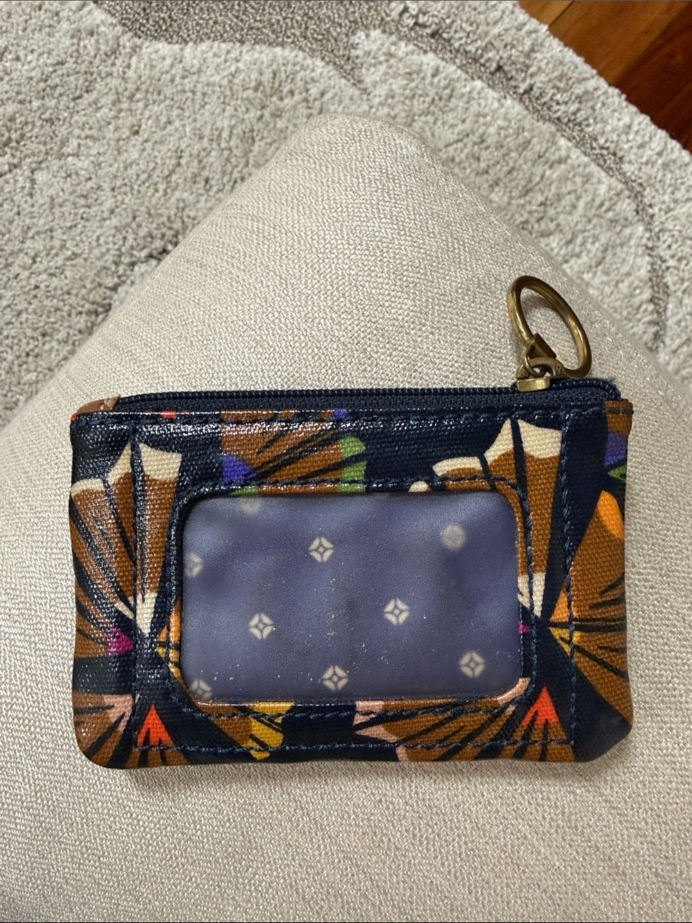 Fossil Floral Navy Card & Key Holder with ID Window.